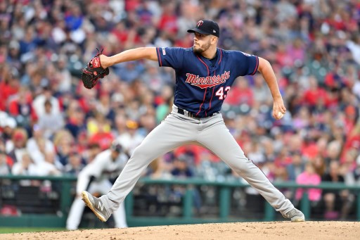 Lewis Thrope of the Twins throws a pitch. The Indians vs Twins will take place on July 30
