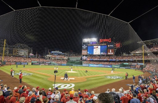 General view of Game 5 of the MLB World Series between the Washington Nationals and Houston Astros in October 2019