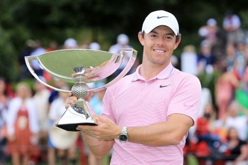 Coming up FedExCup 2020, on image Rory McIlroy of Northern Ireland celebrates with the FedExCup trophy after winning in 2019
