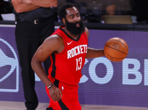 James Harden dribbles for Houston. Fans can bet rockets in Tuesday's Houston-Portland match.