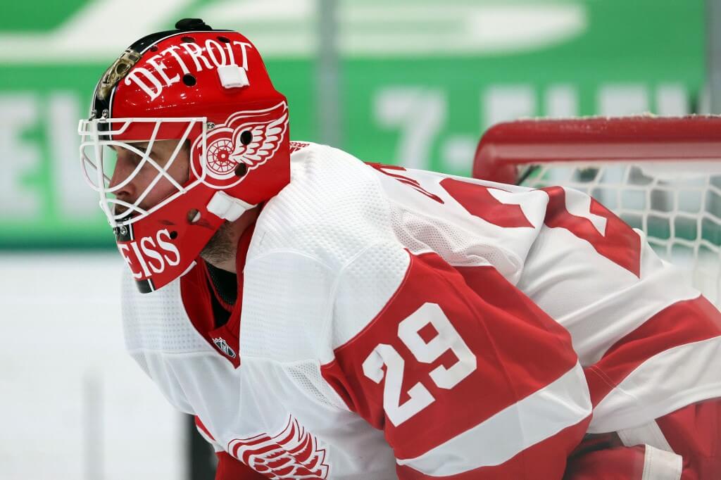 Thomas Greiss of the Detroit Red Wings at American Airlines Center on January 26 2021 in Dallas Texas