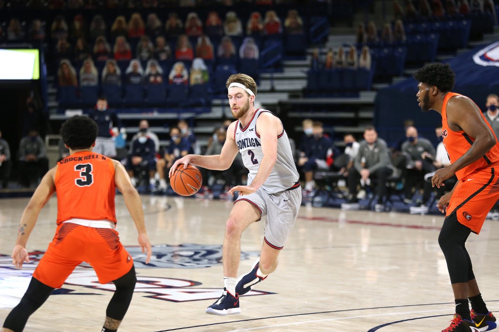 Drew Timme of the Gonzaga Bulldogs drives against the Pacific Tigers in the first half. Read our 2021 NCAA Tournament power rankings preview