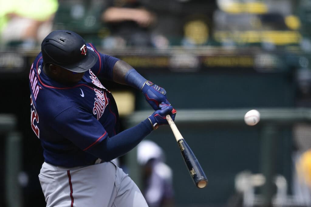Miguel Sano of the Minnesota Twins swings at a pitch during the second inning against the Pittsburgh Pirates