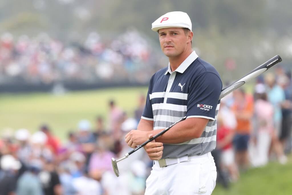 Bryson DeChambeau of the United States waits on the ninth hole during the final round of the 2021 U.S. Open