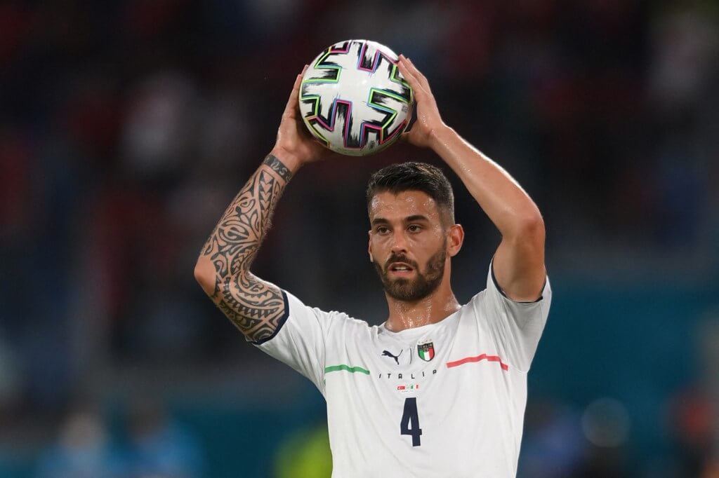 Italy's defender Leonardo Spinazzola holds the ball during the UEFA EURO 2020 Group A football match between Turkey and Italy