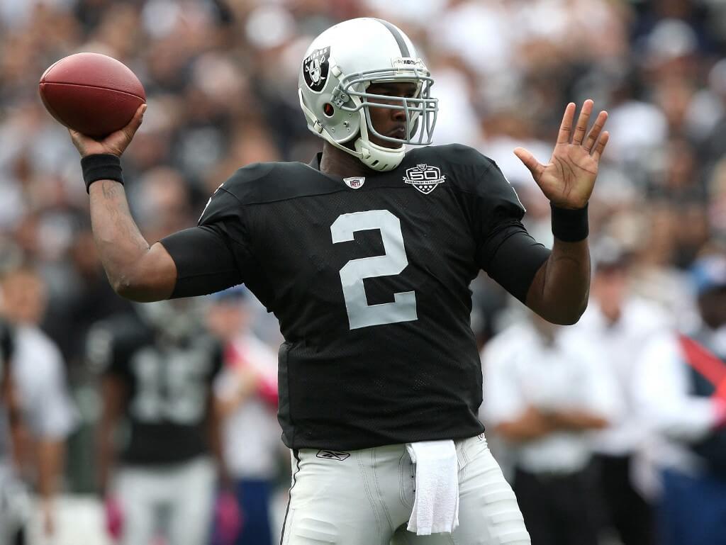 JaMarcus Russell #2 of the Las Vegas Raiders 