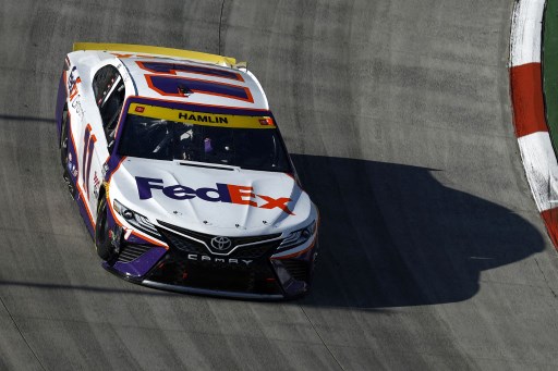 Denny Hamlin, driver of the #11 FedEx Ground Toyota, drives during the NASCAR Cup Series Xfinity 500 at Martinsville Speedway on October 31, 2021 in Martinsville, Virginia. Jared C. Tilton/Getty Images/AFP (Photo by Jared C. Tilton / GETTY IMAGES NORTH AMERICA / Getty Images via AFP)