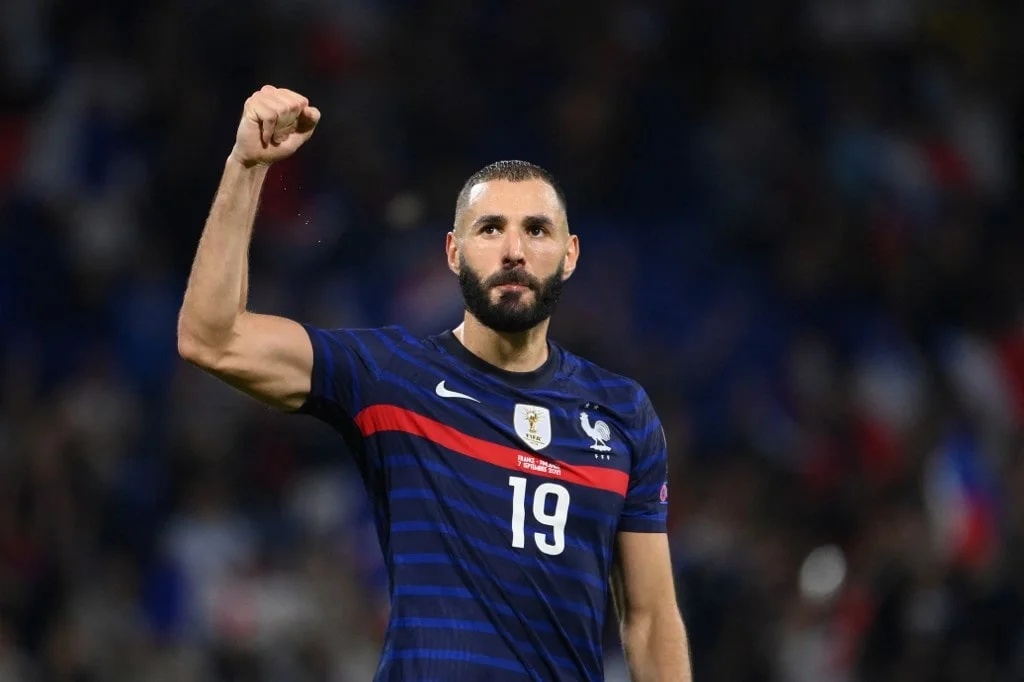 France's forward Karim Benzema reacts at the end of the FIFA World Cup Qatar 2022 Group D