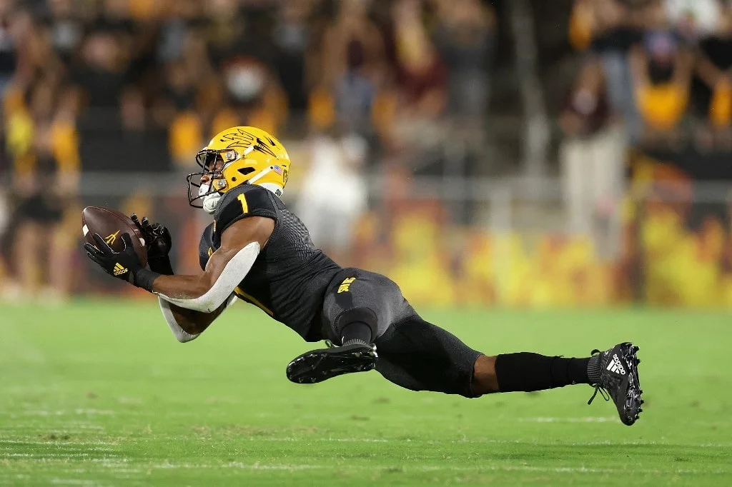 Running back Xazavian Valladay #1 of the Arizona State Sun Devils attempts to catch an incomplete pass