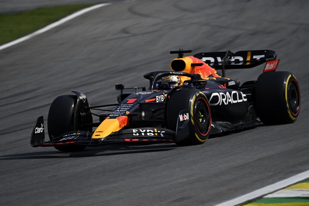 Red Bull Racing's Dutch driver Max Verstappen races during the the Formula One Brazil Grand Prix