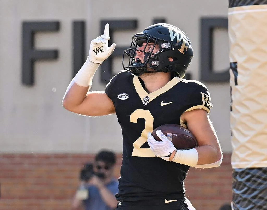 Taylor Morin #2 of the Wake Forest Demon Deacons reacts