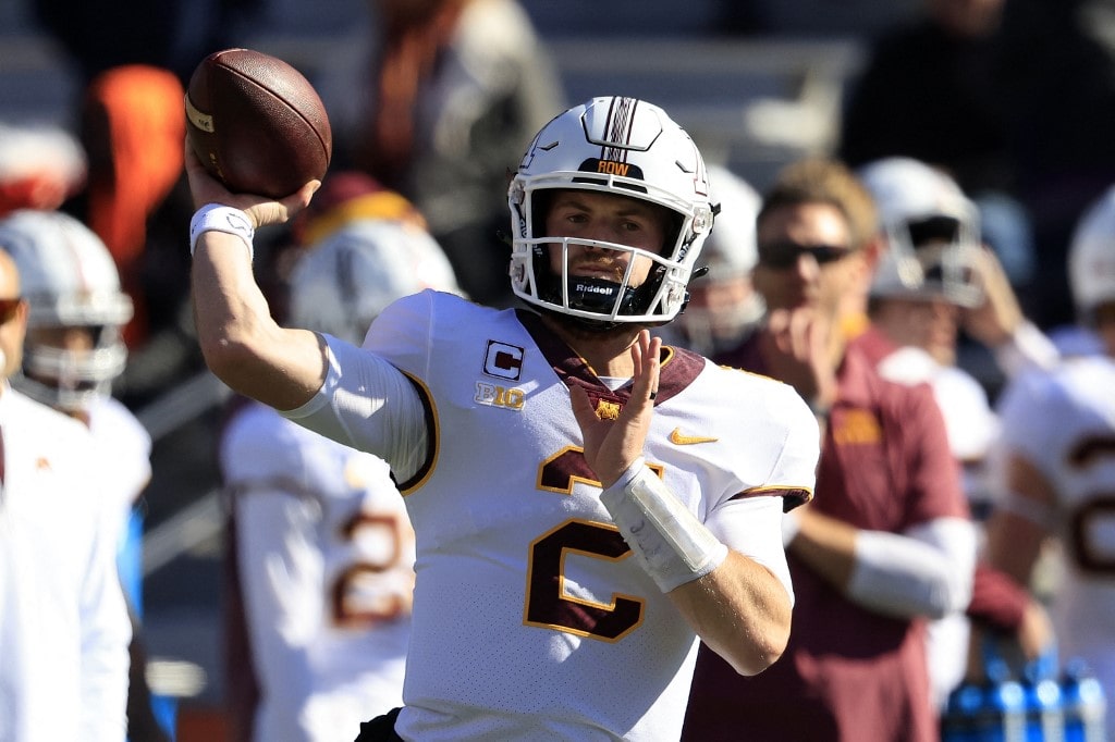 Tanner Morgan #2 of the Minnesota Golden Gophers