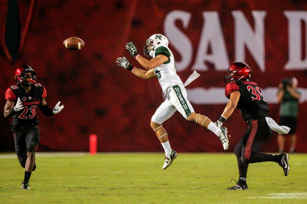 John Ursua #45 of the Hawaii Rainbows