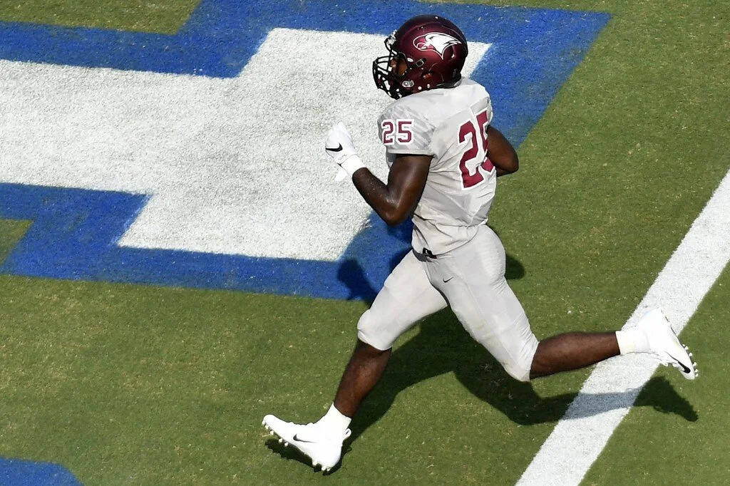 Running back Isaiah Totten #25 of the North Carolina Central Eagles runs in a touchdown