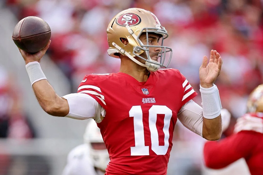 NFL Jimmy Garoppolo #10 of the San Francisco 49ers attempts a pass