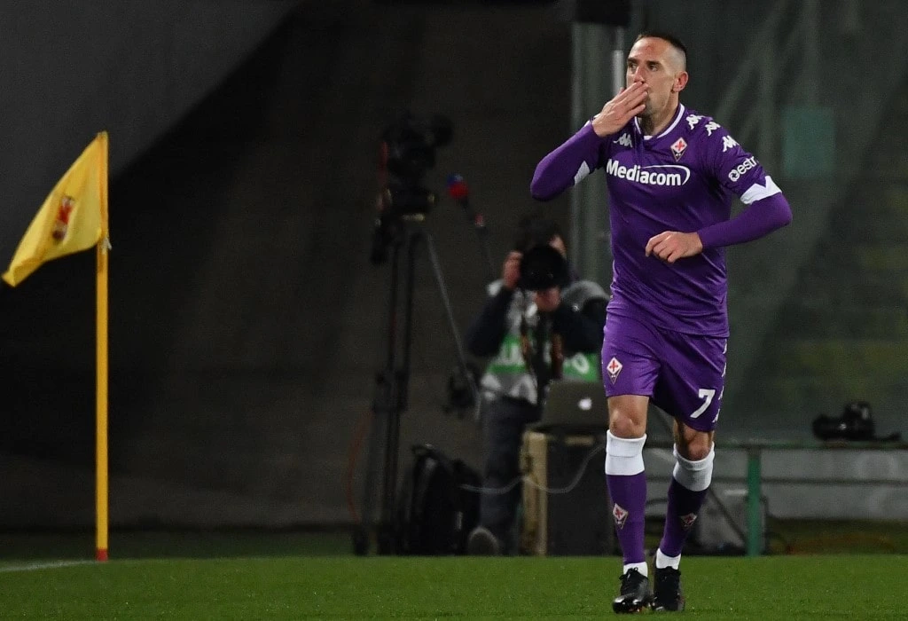 Fiorentina's French forward Franck Ribery celebrates