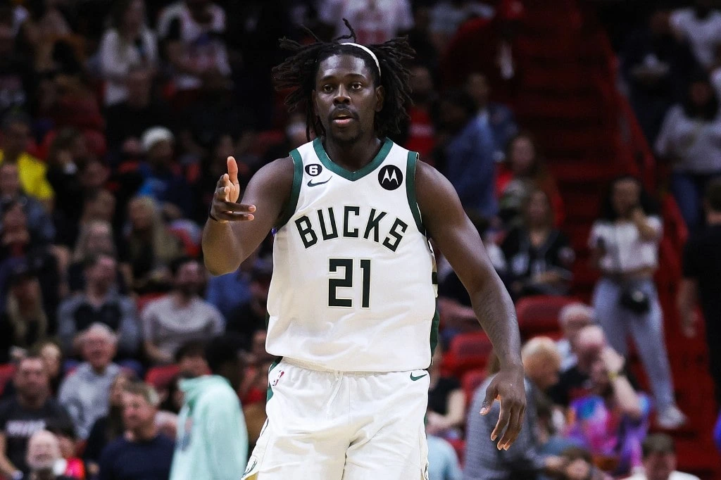 Jrue Holiday #21 of the Milwaukee Bucks