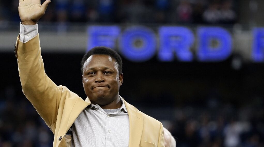 Barry Sanders during the Pro Football Hall of Fame half time show