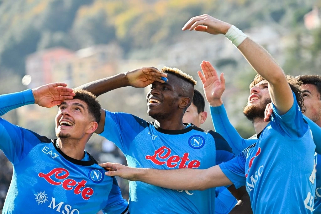 Napoli celebrates after scoring during the Italian Serie A - Alberto Pizzoli/AFP