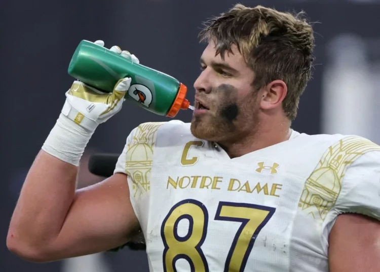 Tight end Michael Mayer #87 of the Notre Dame Fighting Irish