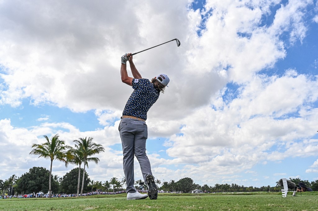 Team Captain Cameron Smith, of Punch GC, plays his shot on the fifth hole during the 2022 LIV Golf Invitational Miami at Trump National Doral Miami golf club in Miami, Florida, on October 30, 2022.