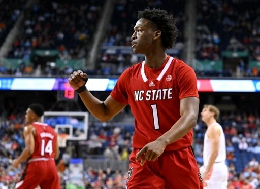 MARCH 09 Jarkel Joiner #1 of the North Carolina State Wolfpack reacts during the first half - Grant halverson / AFP